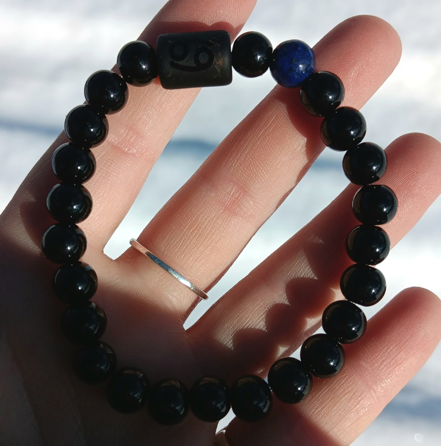1 Bracelet - Obsidian, Zodiac Cancer