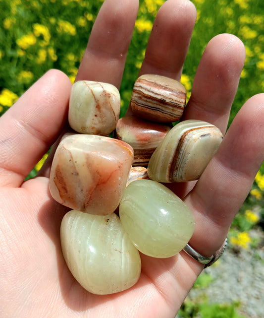 Tumbled Onyx, Green Banded - 1/2 LB