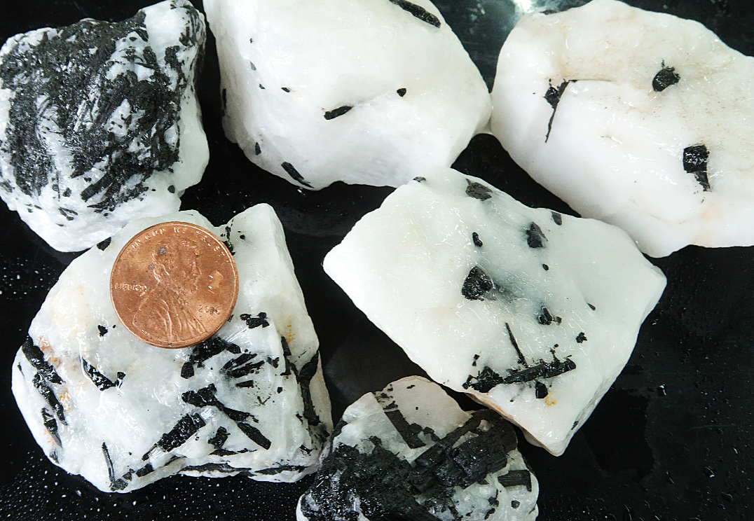 Rough Quartz, Tourmalinated - 1 LB, Size Medium