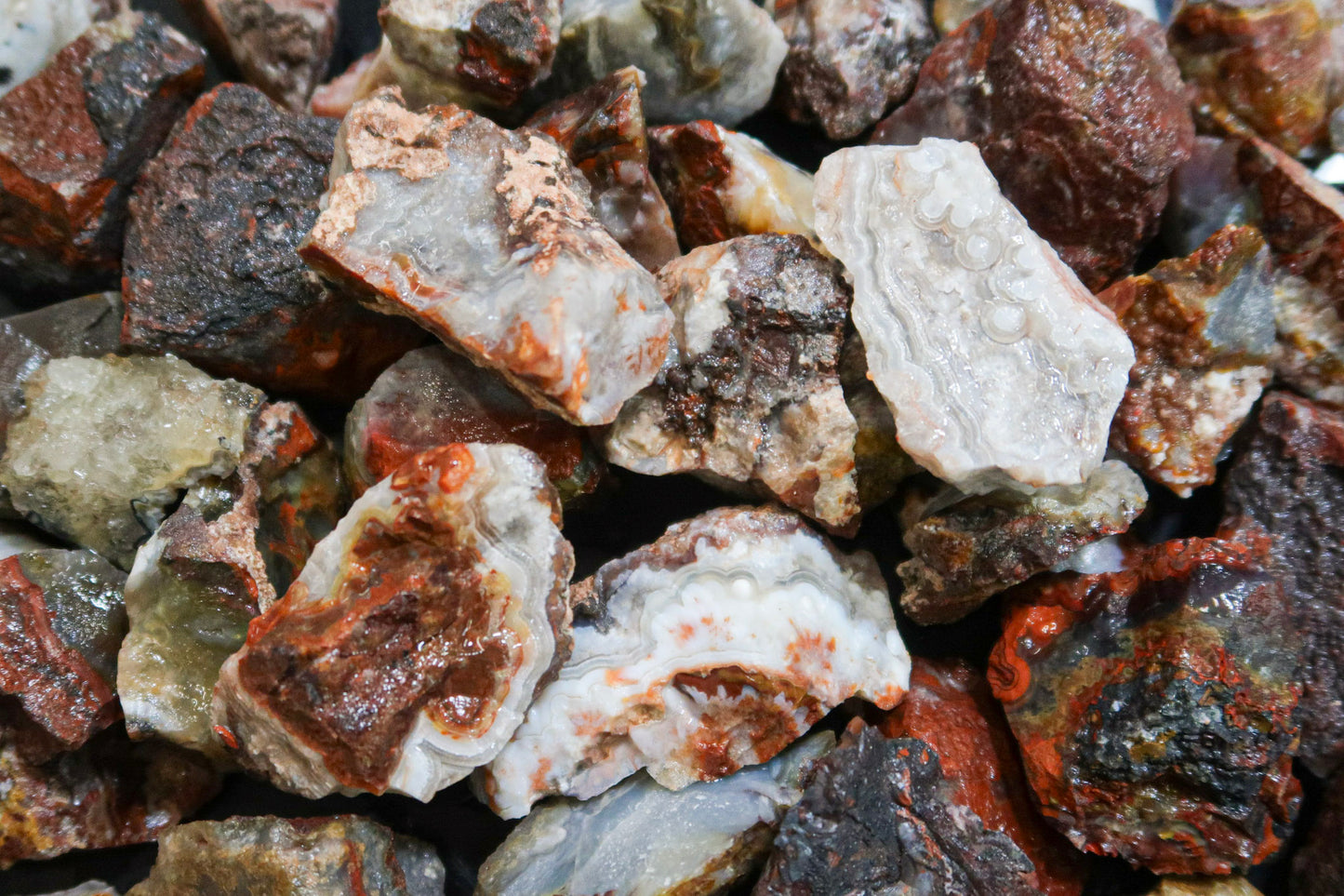 Rough Red Mexican Crazy Lace Agate - 1 Lb Lots - Size Small