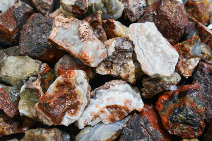 Rough Red Mexican Crazy Lace Agate - 1 Lb Lots - Size Small