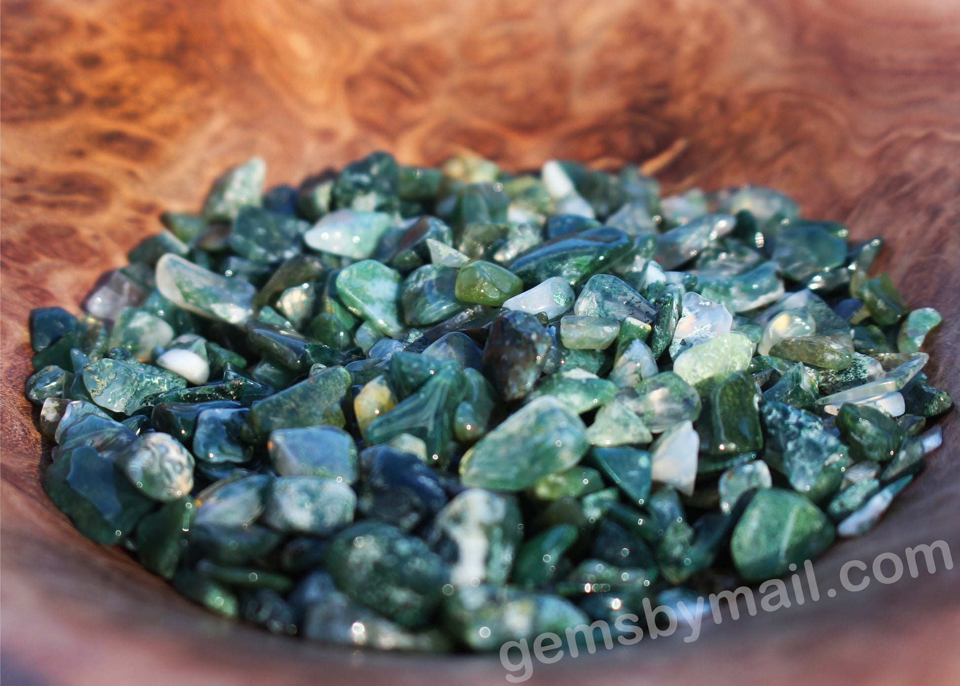 tumbled green moss agate 