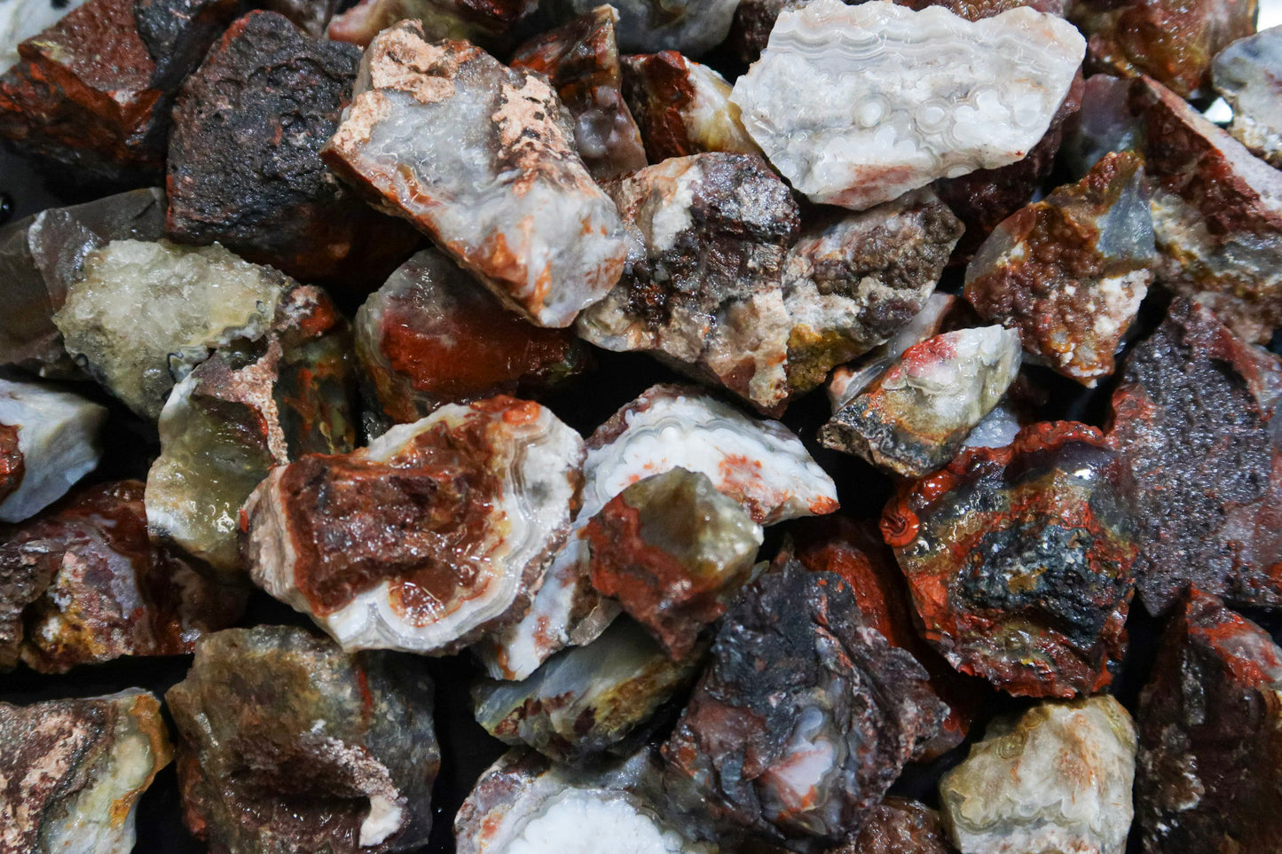 Rough Red Mexican Crazy Lace Agate - 1 Lb Lots - Size Small
