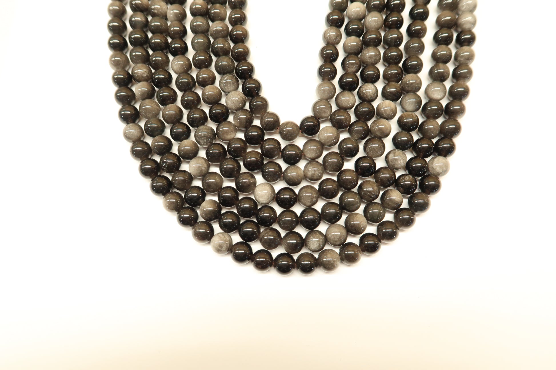 Silver Sheen Obsidian Beads black