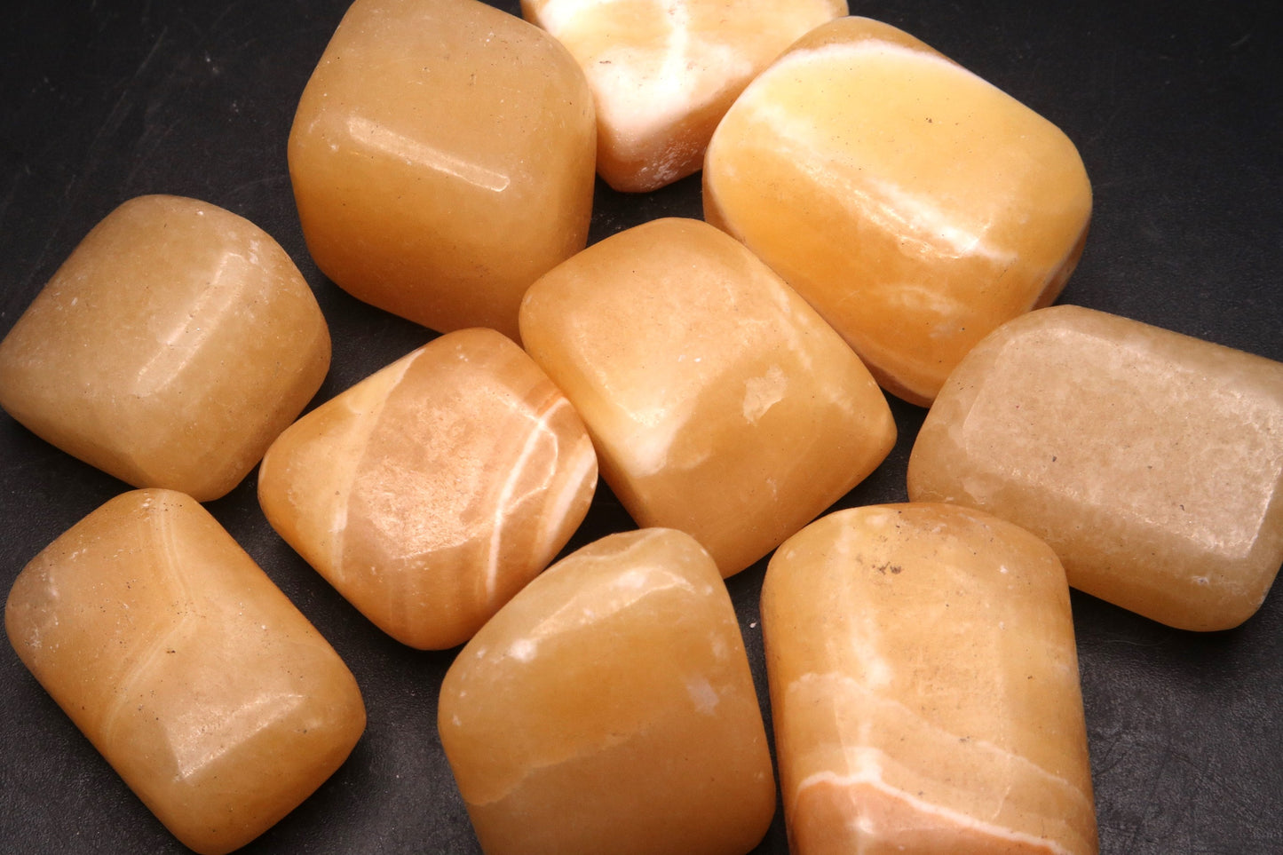 Tumbled Calcite, Mango - 1/2 LB