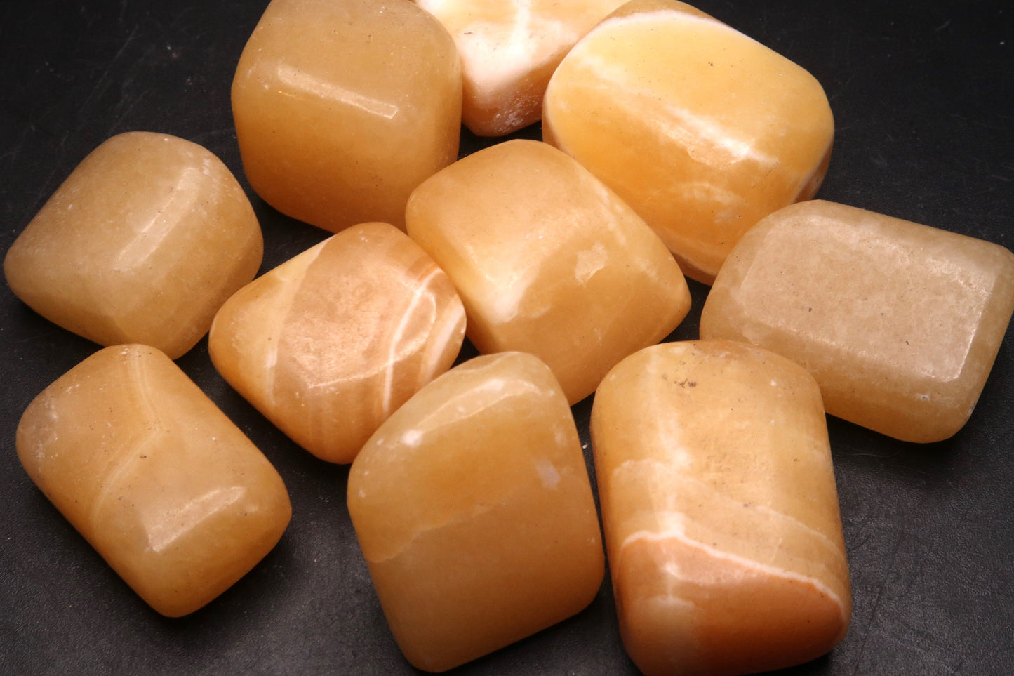 Tumbled Calcite, Mango - 1/2 LB