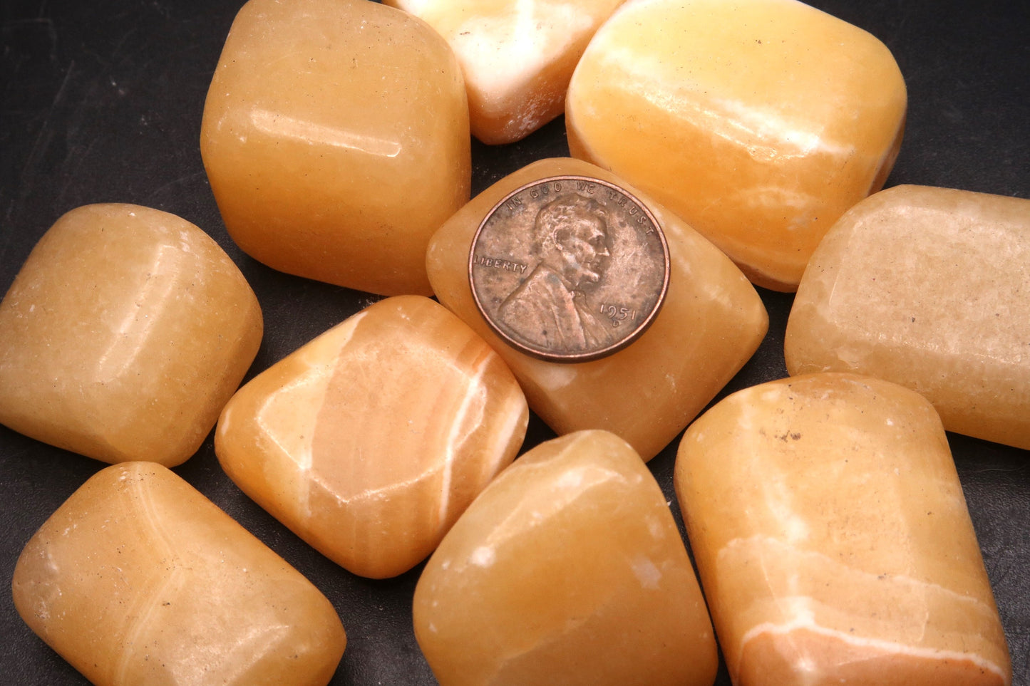 Tumbled Calcite, Mango - 1/2 LB