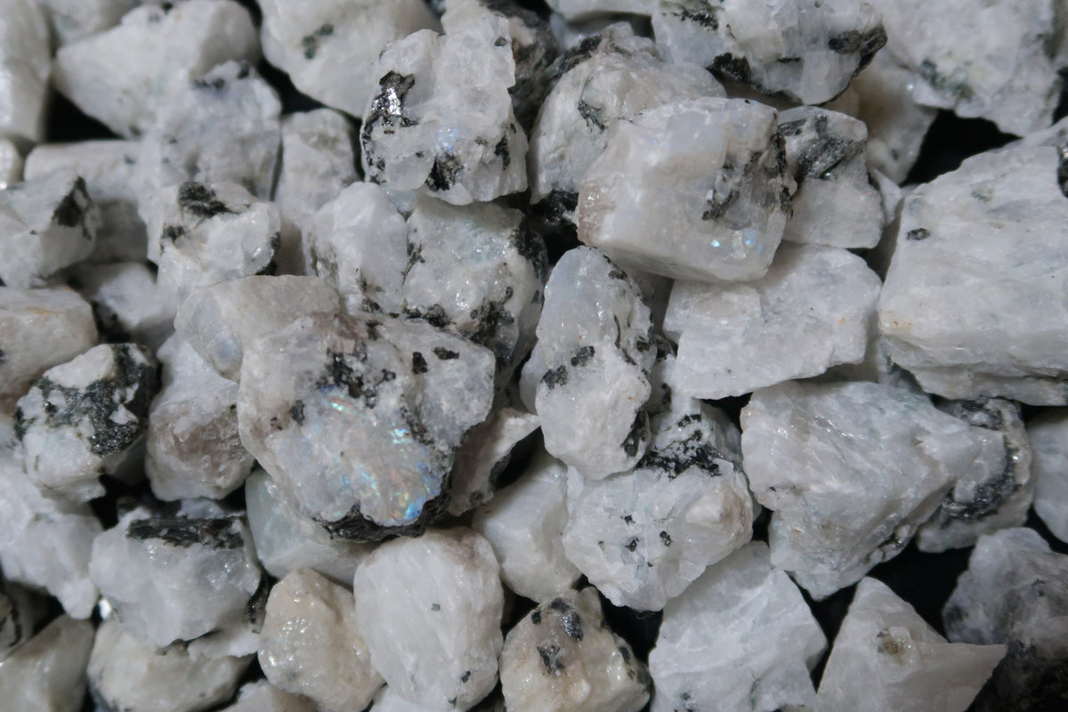 Rough White Rainbow Moonstone - 1 LB, Size Small