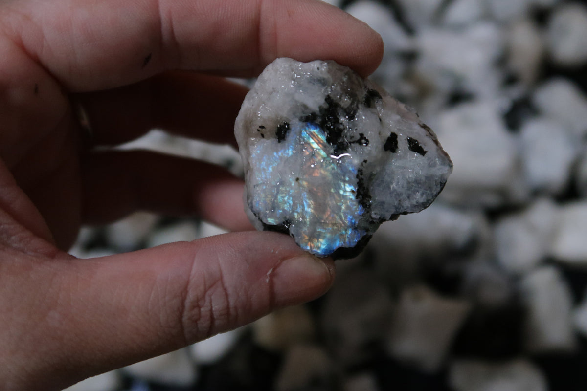 Rough White Rainbow Moonstone - 1 LB, Size Small