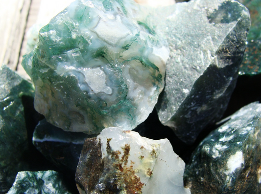Rough Agate, Moss - 1 LB, Size Small