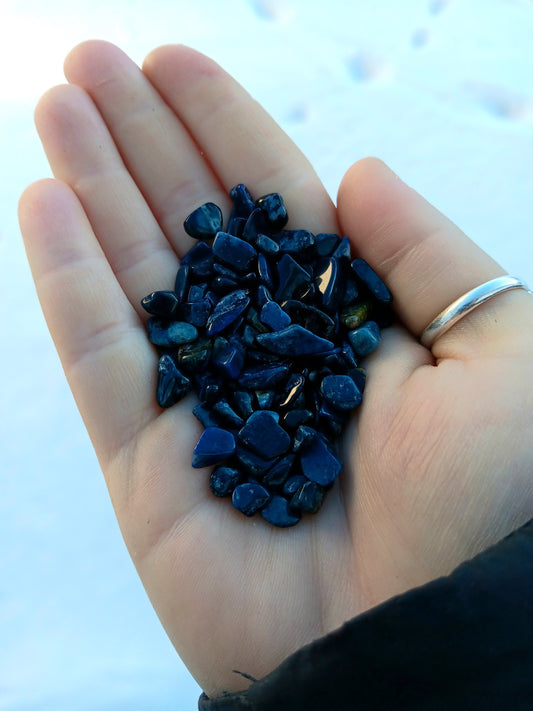 Mini Tumbled Chips - Dumortierite, 1/4 LB