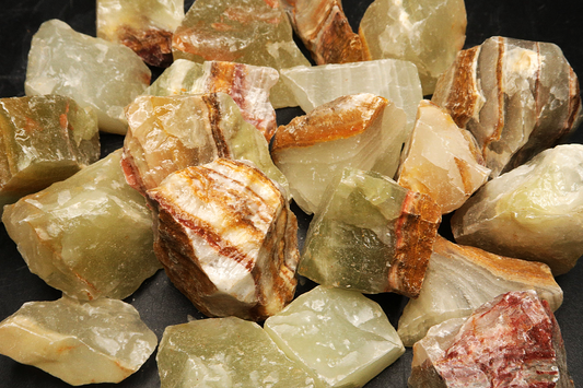 Rough Calcite, Green Banded Onyx - Size Small