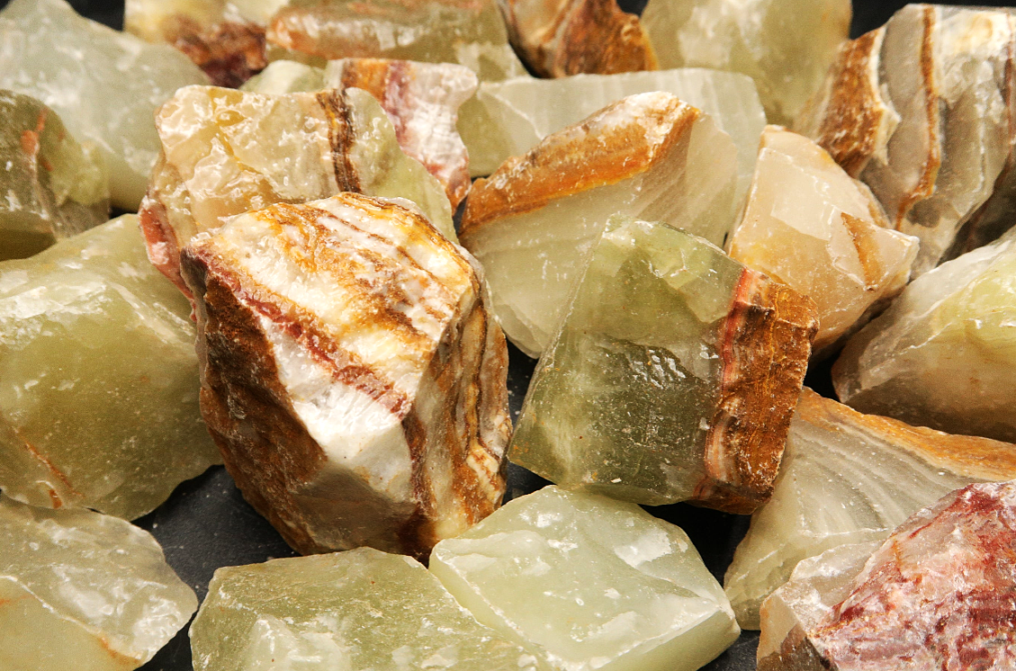 Rough Calcite, Green Banded Onyx - Size Small