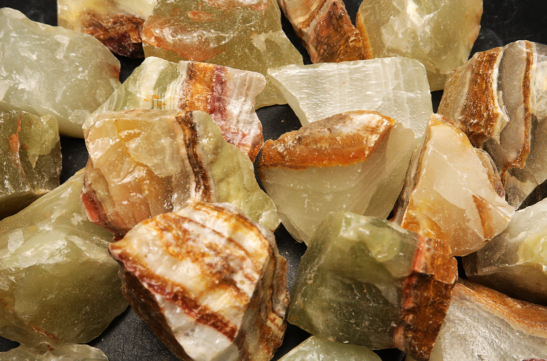 Rough Calcite, Green Banded Onyx - Size Small