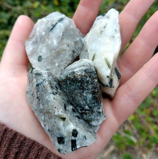Rough Tourmaline, Green in Quartz - 1 LB, Size Medium