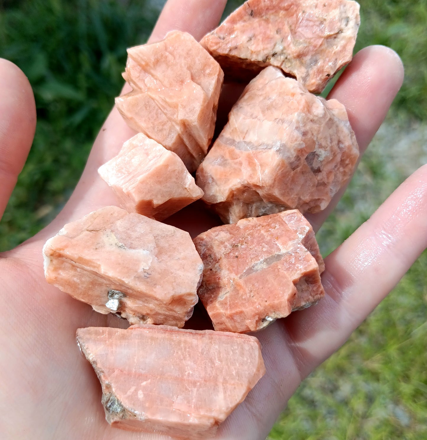 Rough Moonstone, Peach (High Grade Micaceous) - 1 LB, Size Small