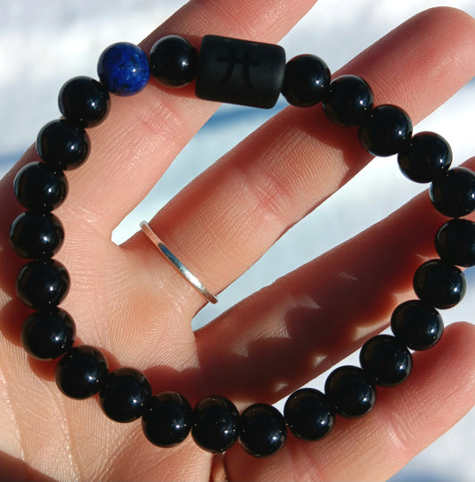 1 Bracelet - Obsidian, Pisces Zodiac